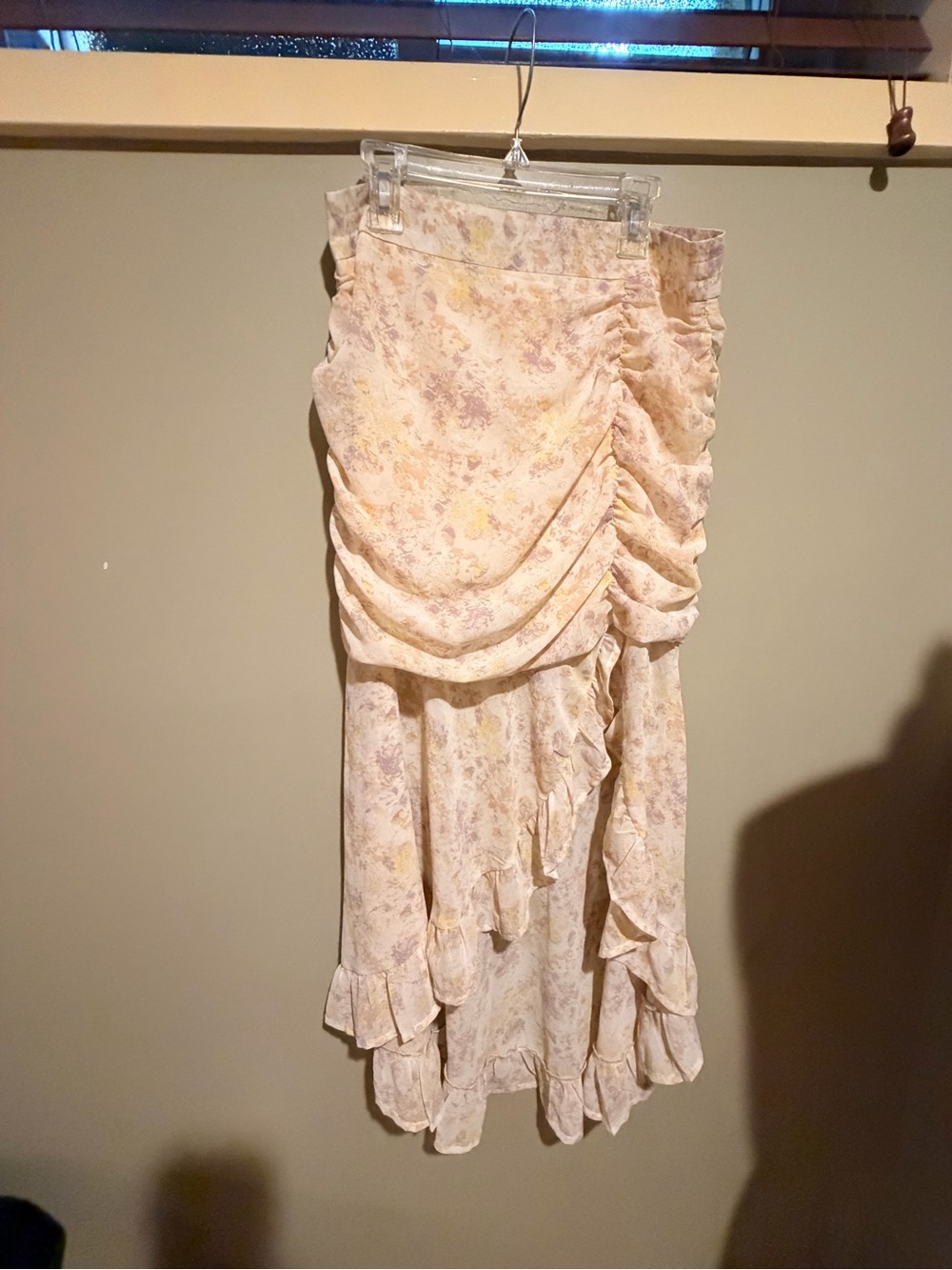 Floral Ruffle Asymmetrical Midi Skirt - Cream Floral - Whiteroom and Cactus